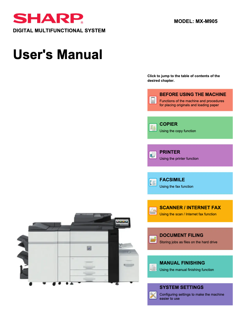 Page n°1 - Manuel utilisateur Sharp MX-M905