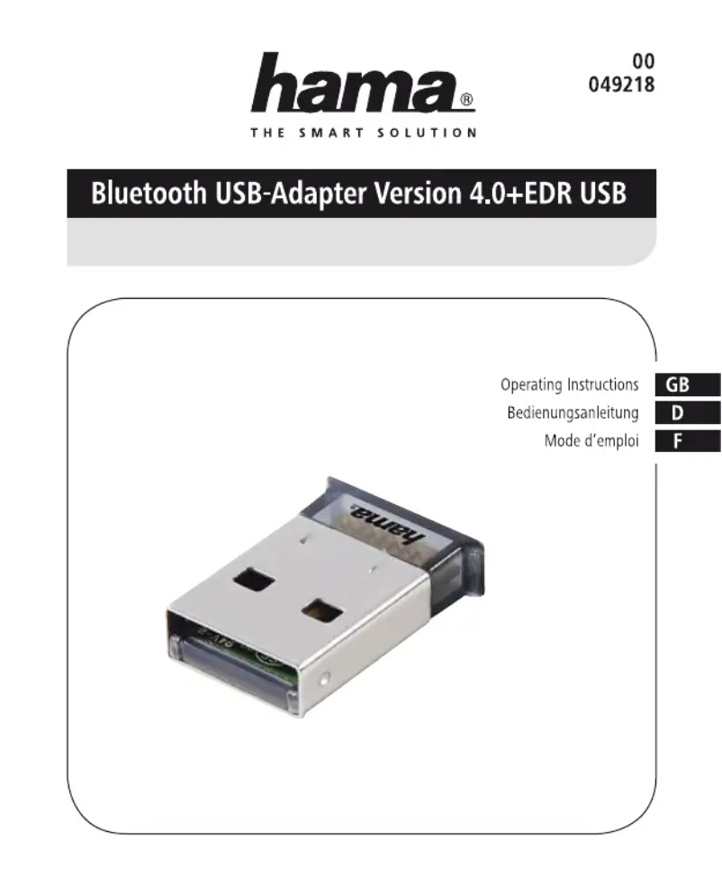 Page 1 de la notice Manuel utilisateur Hama 00049218 4.0+ EDR USB