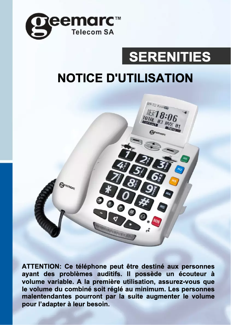 Image de la première page du manuel de l'appareil Sereneties