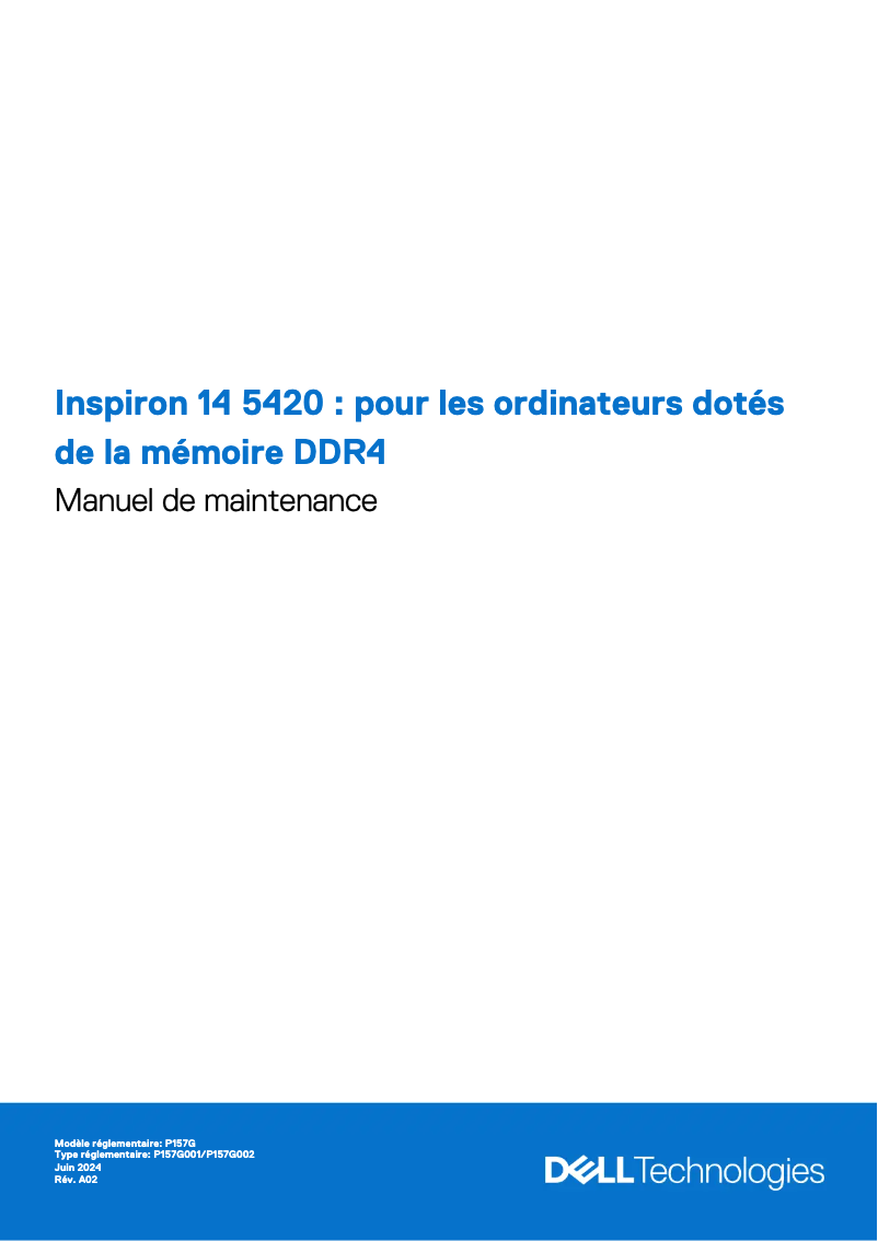 Page 1 de la notice Manuel utilisateur Dell Inspiron 14 5420