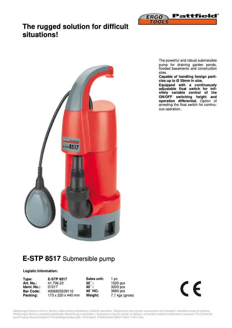 Image de la première page du manuel de l'appareil E-STP 8517