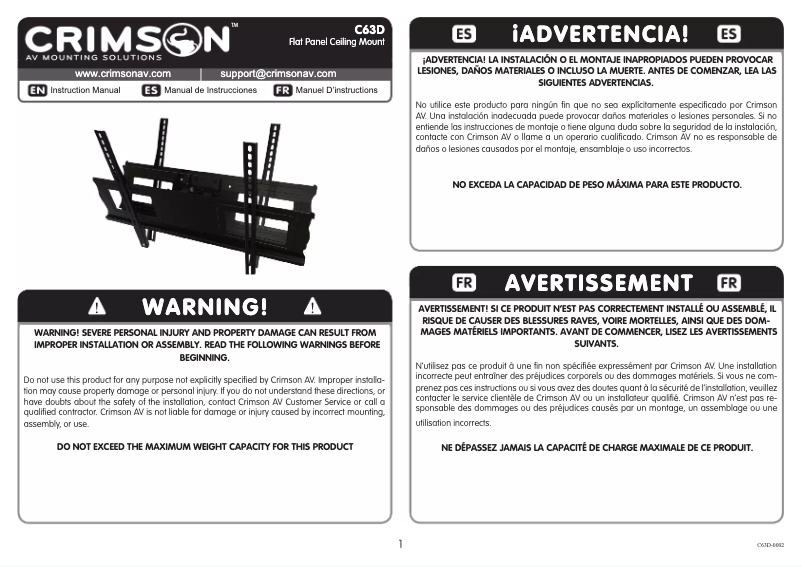 Page 1 de la notice Manuel utilisateur Crimson C63D
