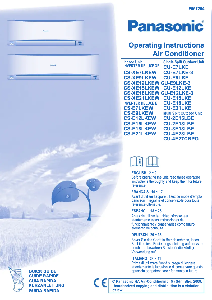 Página 1 del manual Manual de usuario Panasonic CS-XE15LKEW