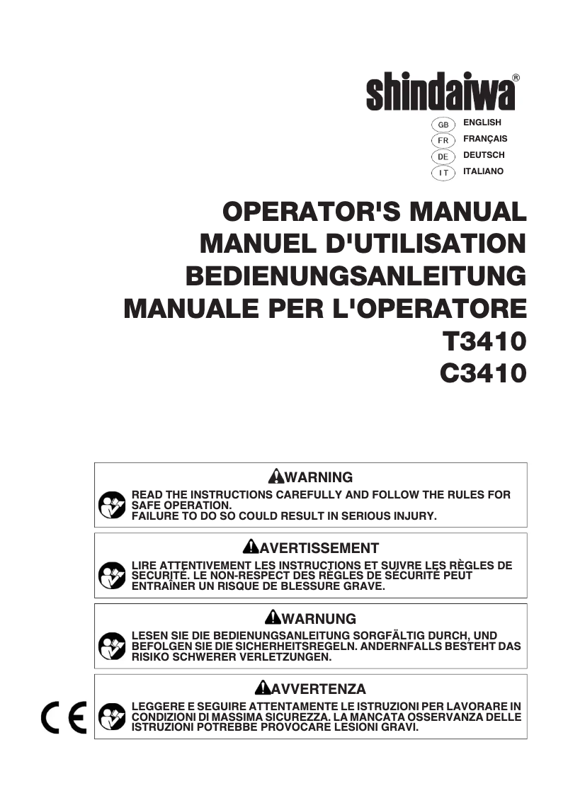 Page n°1 - Manuel utilisateur Shindaiwa T3410