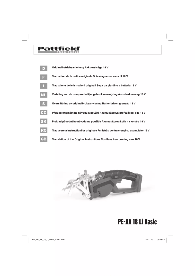 Image de la première page du manuel de l'appareil PE-AA 18 Li Basic