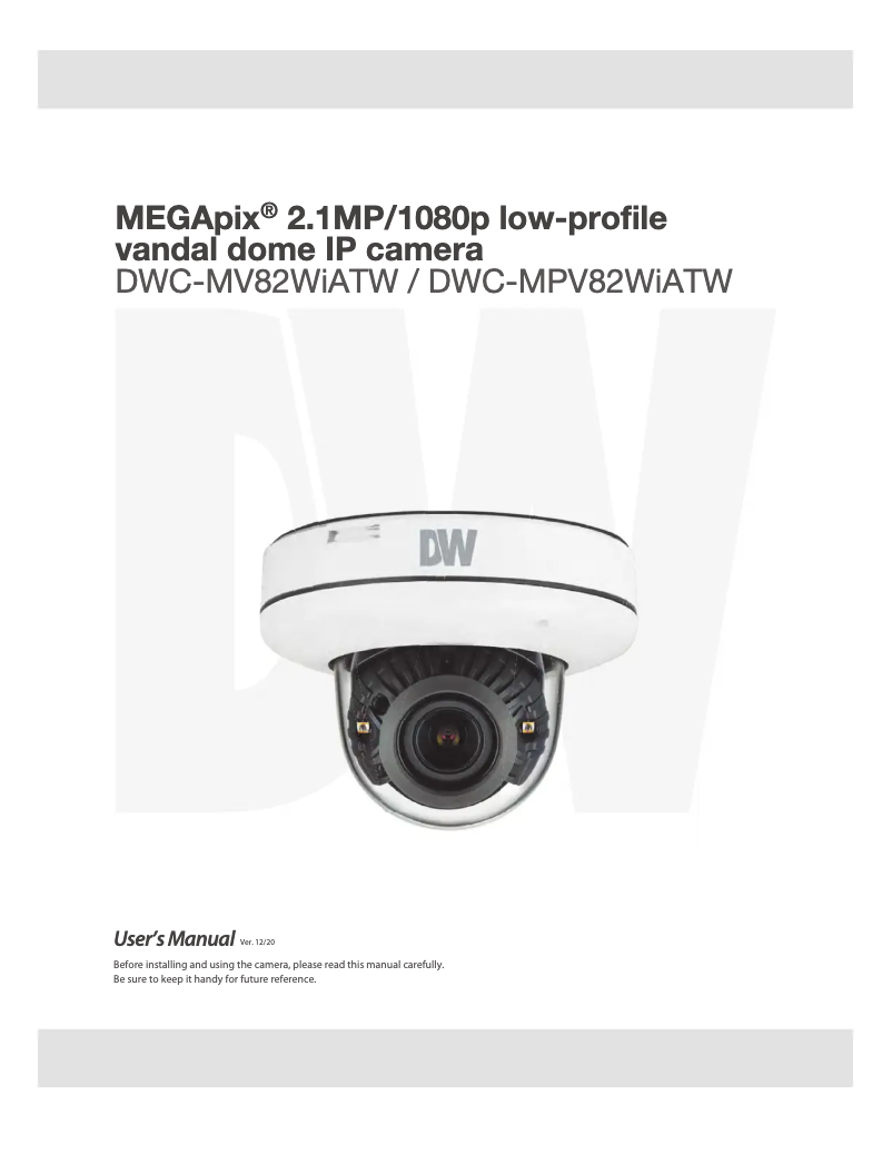 Page n°1 - Manuel utilisateur Digital Watchdog MegaPix IVA+ DWC-MPV82WIATW