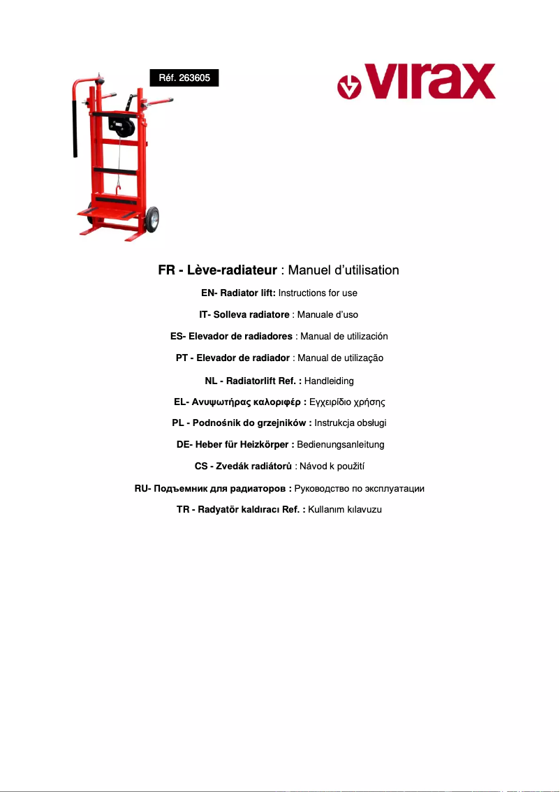 Page 1 de la notice Manuel utilisateur Virax 263605