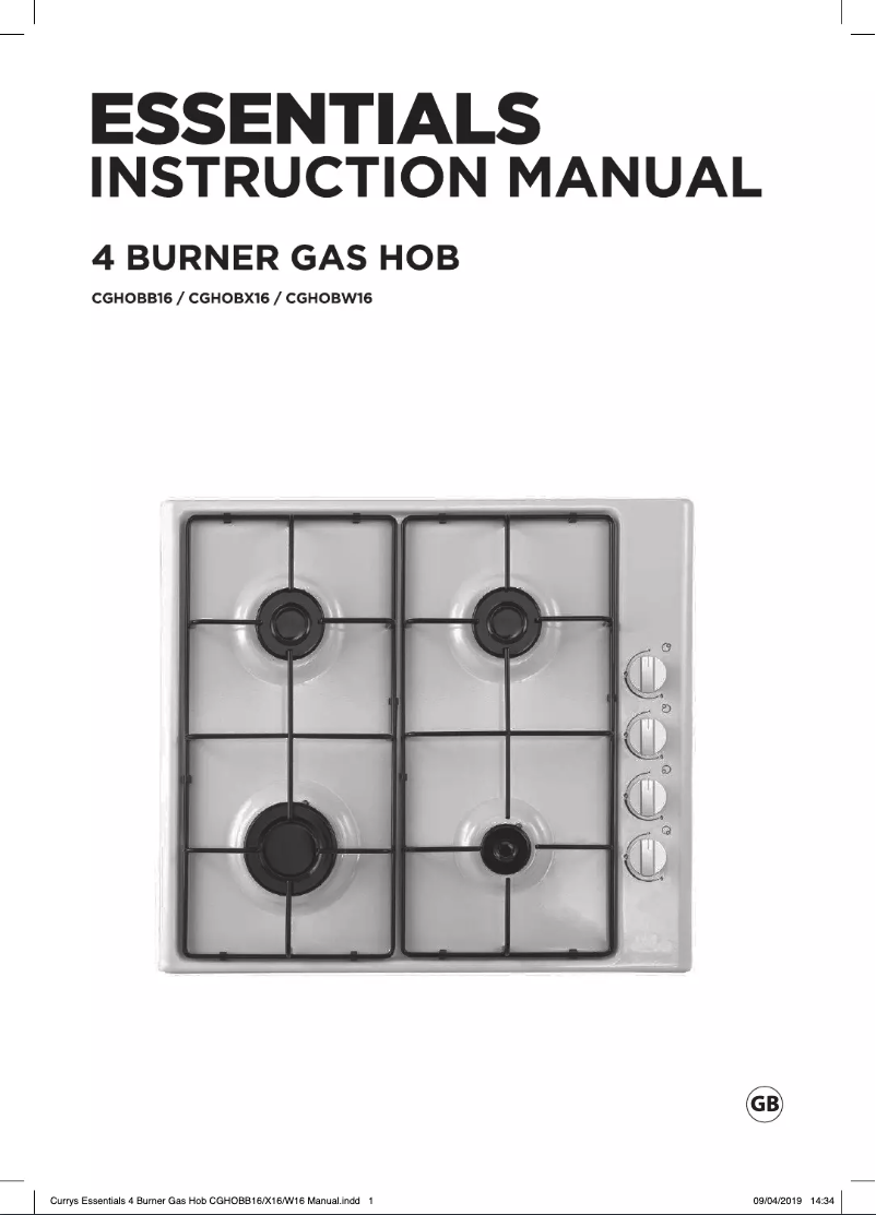 Page 1 de la notice Manuel utilisateur Currys Essentials CGHOBW16