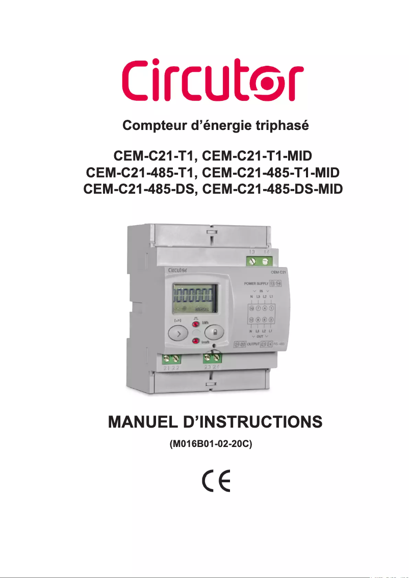 Page 1 de la notice Manuel utilisateur CIRCUTOR CEM-C21-485-T1