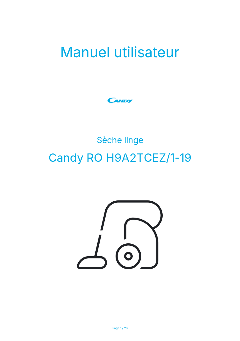 Page n°1 - Manuel utilisateur Candy RO H9A2TCEZ/1-19