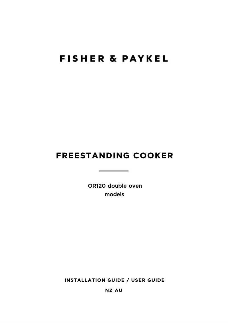 Page n°1 - Guide d'installation Fisher & Paykel OR120DDWGFX2