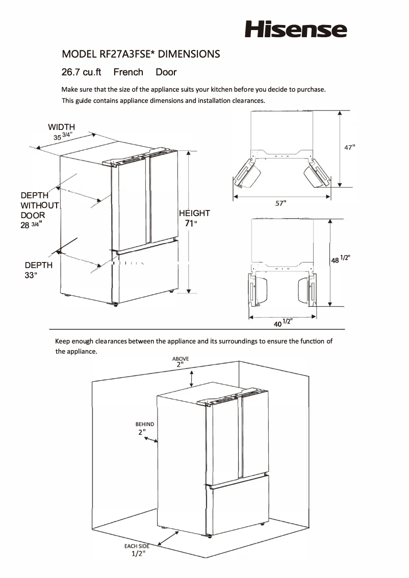 Image de la première page du manuel de l'appareil RF27A3FSE