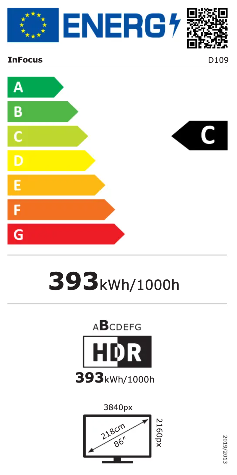 Page n°1 - Label énergétique InFocus JTouch 40 INF8640e
