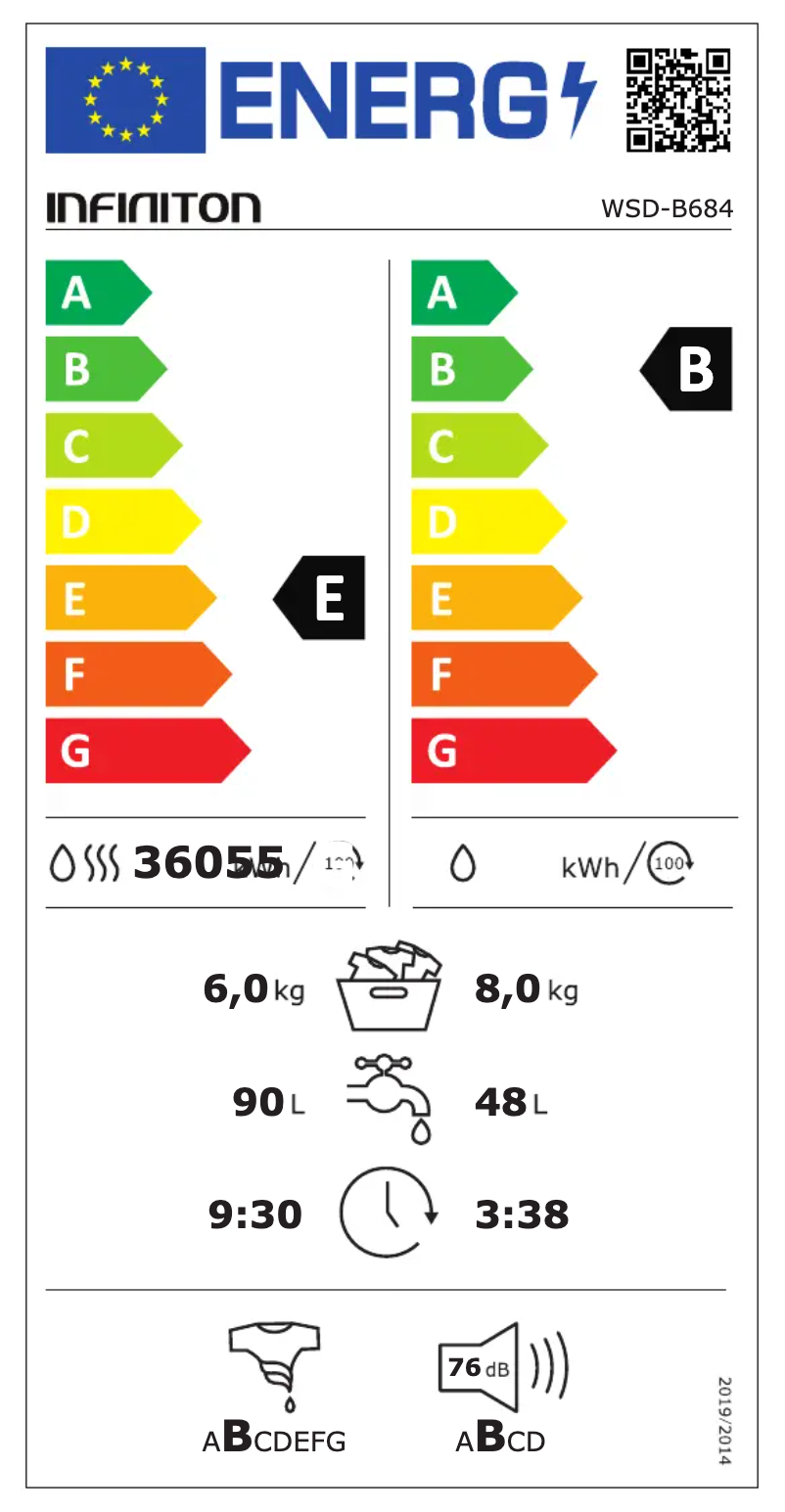 Page n°1 - Label énergétique Infiniton WSD-B684