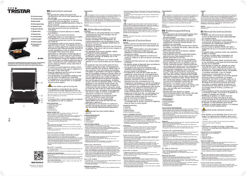 Page 1 de la notice Manuel utilisateur TriStar GR-2864