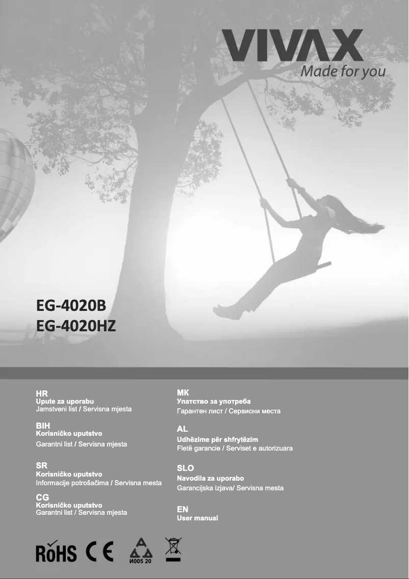 Page n°1 - Manuel utilisateur Vivax EG-4020HZ