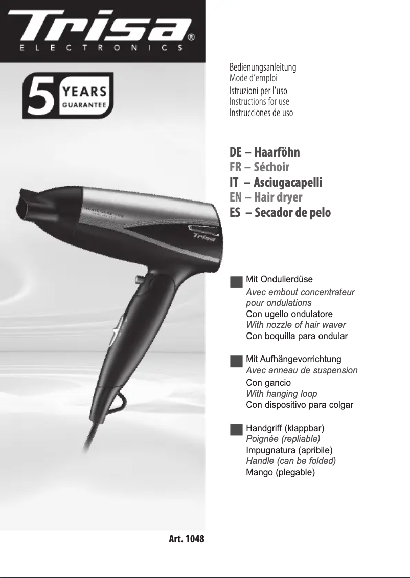 Page 1 de la notice Manuel utilisateur Trisa Ionic Glamour 1048