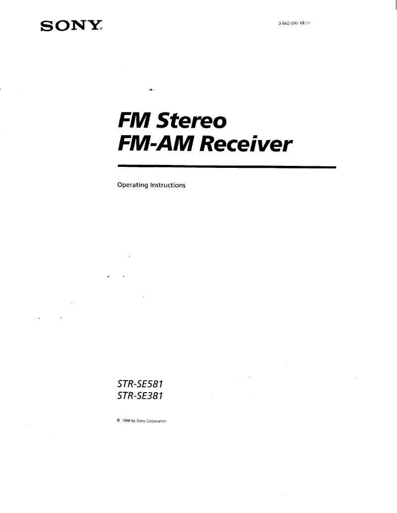 Page 1 de la notice Manuel utilisateur Sony STR-SE381