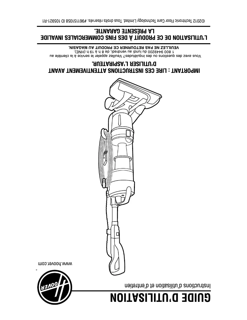Page n°1 - Manuel utilisateur Hoover Air Steerable