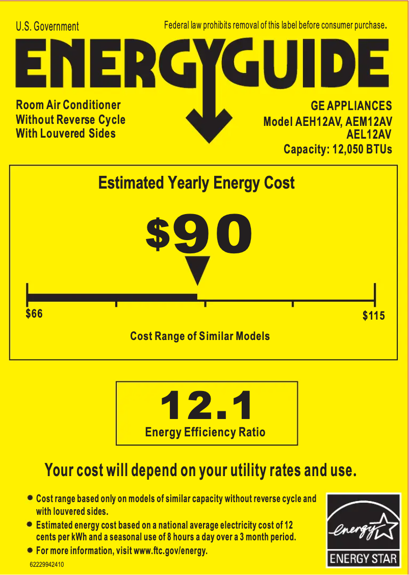 Page n°1 - Label énergétique GE AEM12AV
