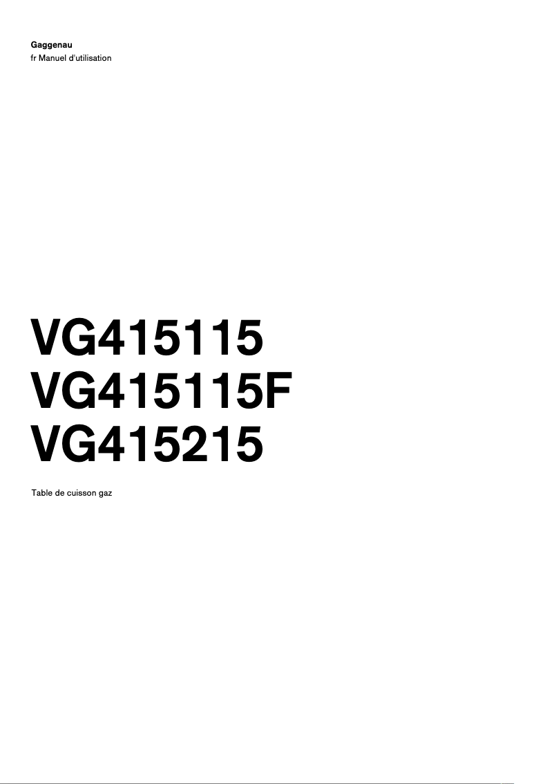 Page 1 of the manual User Manual Gaggenau VG415215