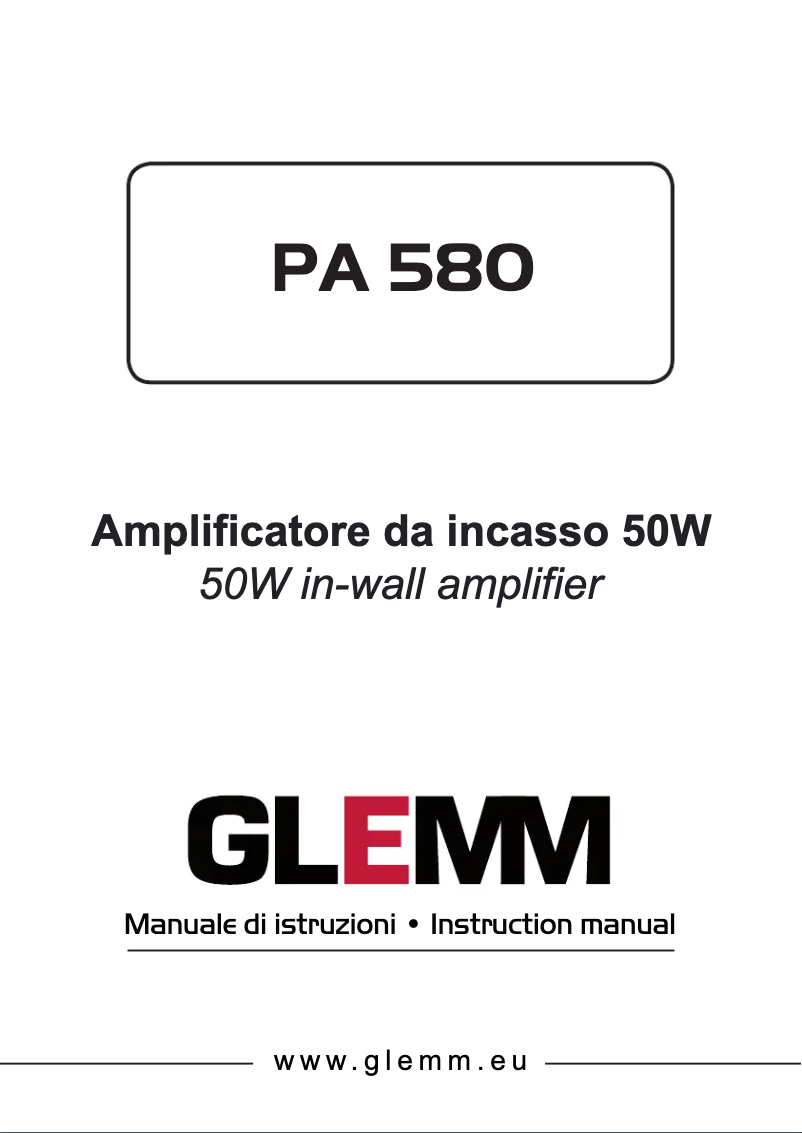 Page n°1 - Manuel utilisateur Glemm PA 580