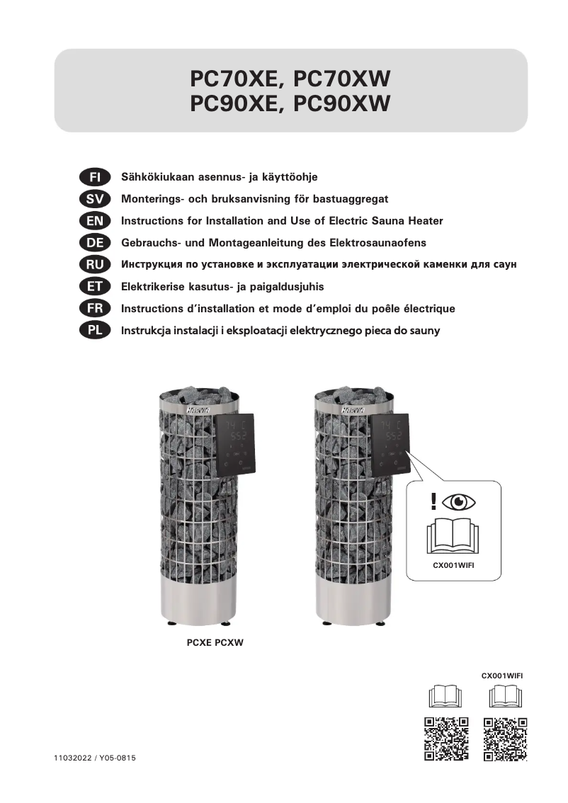 Page n°1 - Manuel utilisateur Harvia Cilindro PC70XE HPC704XE