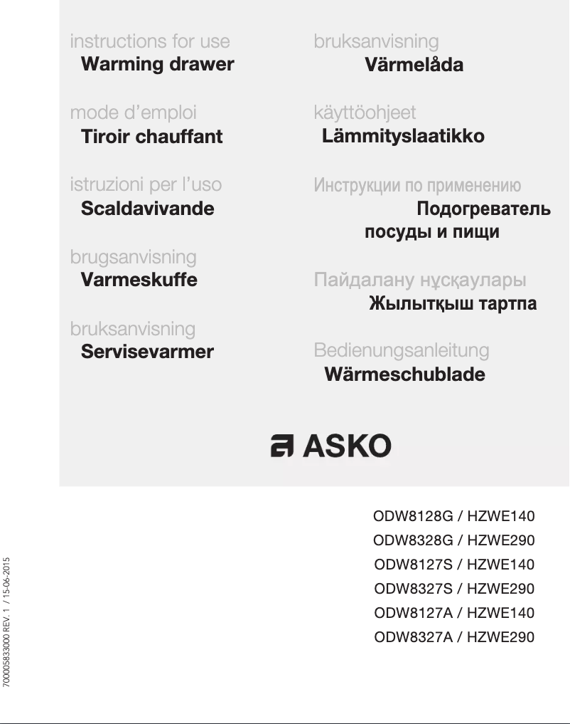 Page 1 de la notice Manuel utilisateur Asko ODW8327A