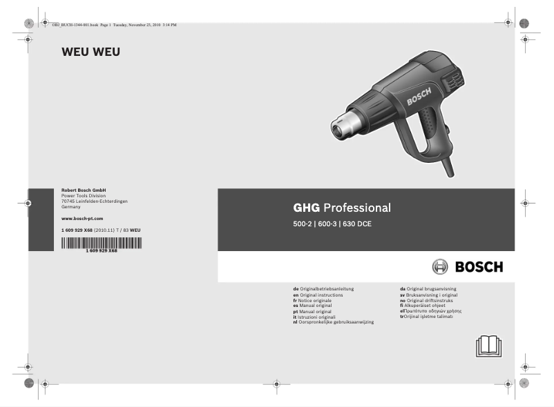 Page 1 de la notice Manuel utilisateur Bosch GHG 630 DCE Professional