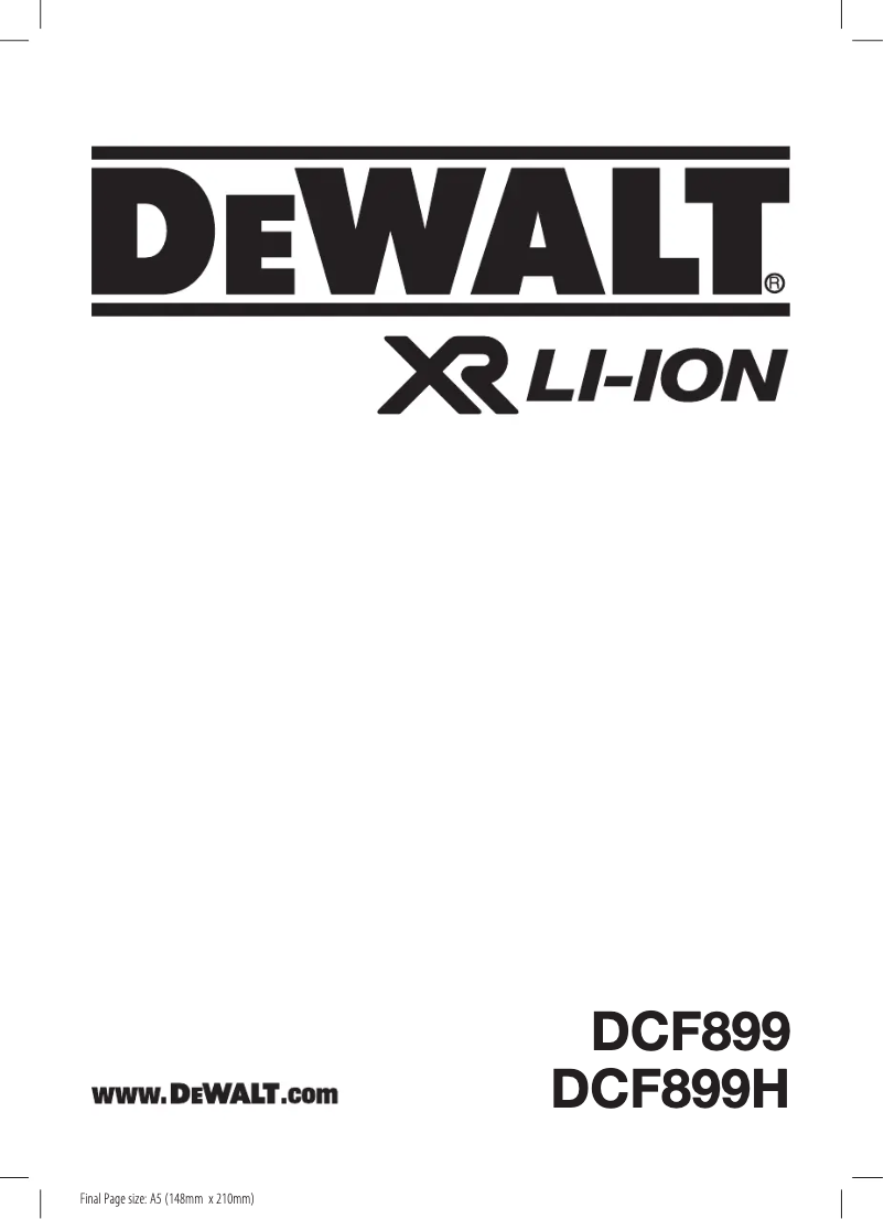 Page 1 de la notice Manuel utilisateur DeWalt DCF899