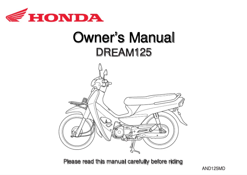 Page 1 de la notice Manuel utilisateur Honda Beyond Luxury DREAM125 (2020)