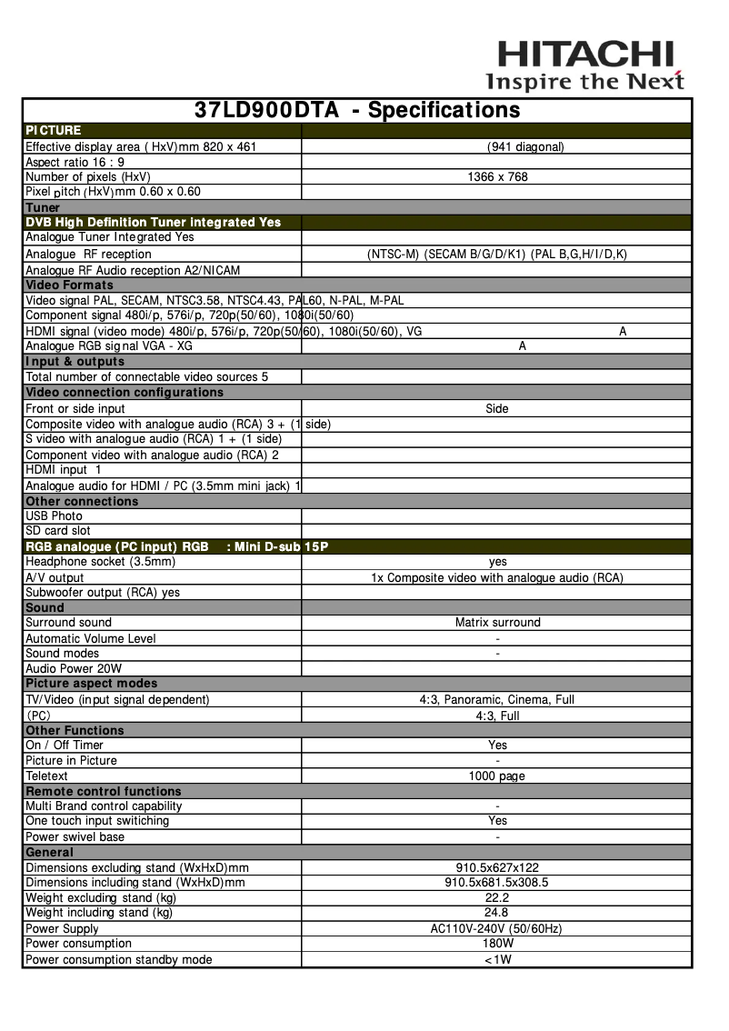 Image de la première page du manuel de l'appareil 37LD900DTA