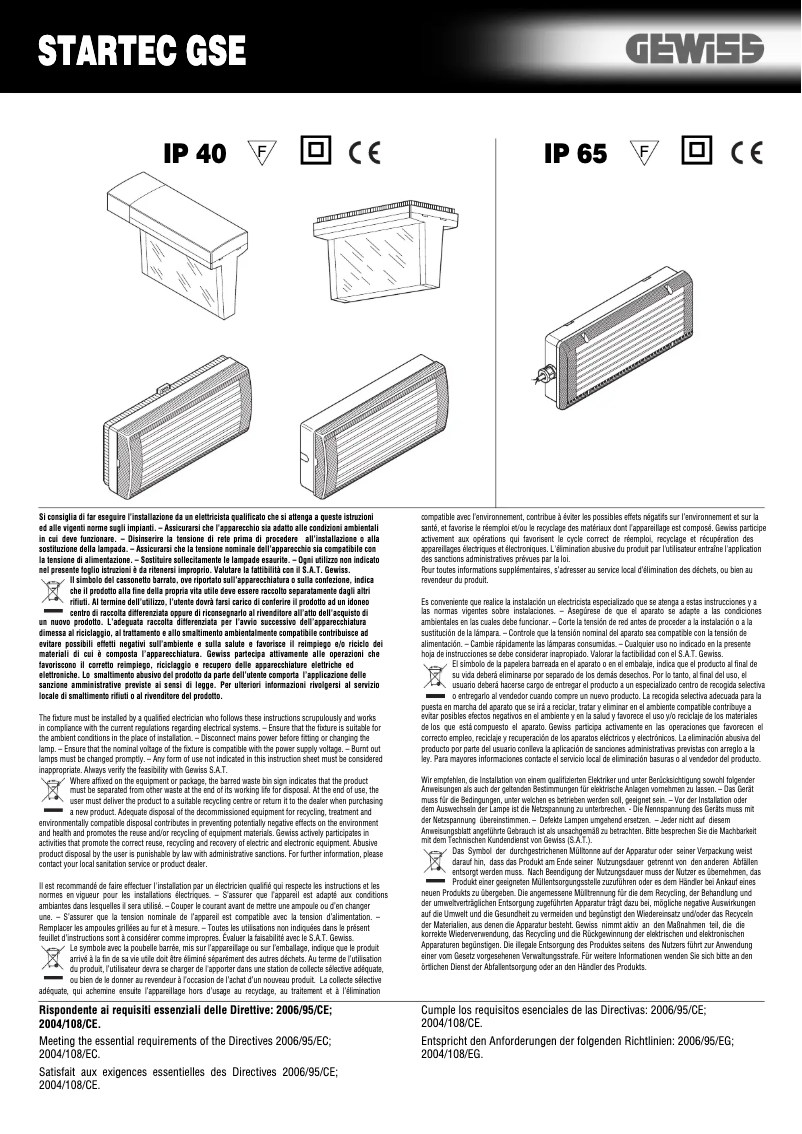 Page 1 de la notice Manuel utilisateur Gewiss GW81276