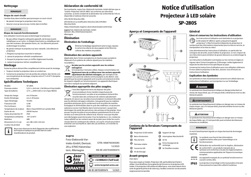 Page n°1 - Manuel utilisateur Maginon SP-280S