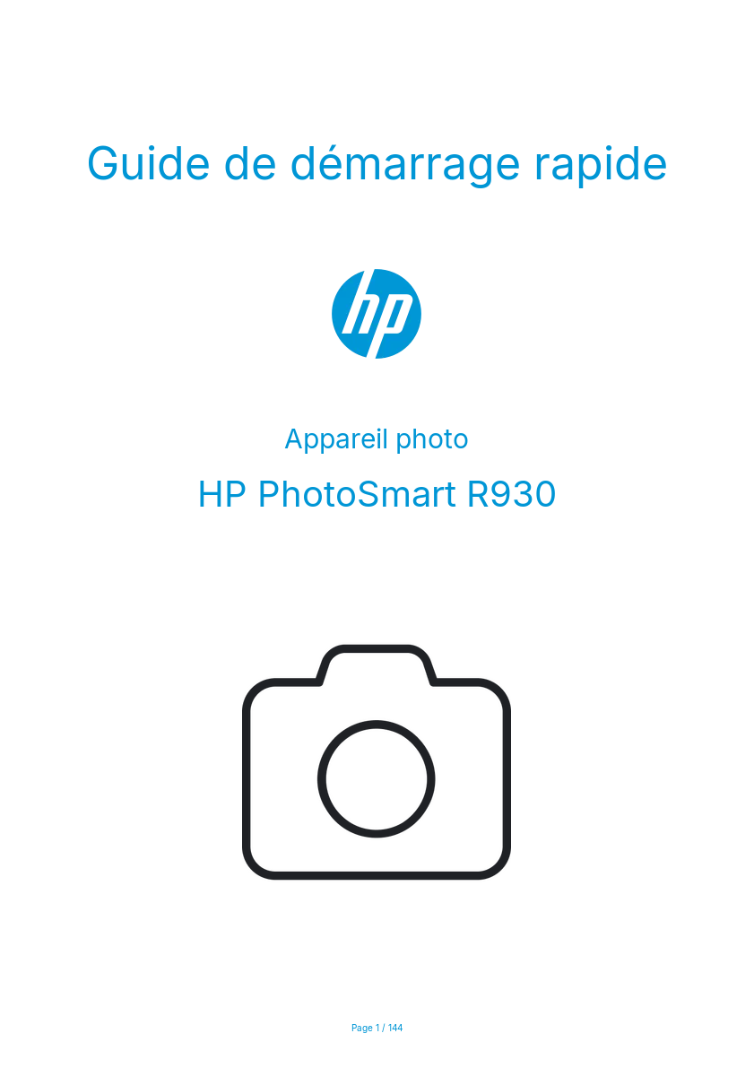 Image de la première page du manuel de l'appareil PhotoSmart R930