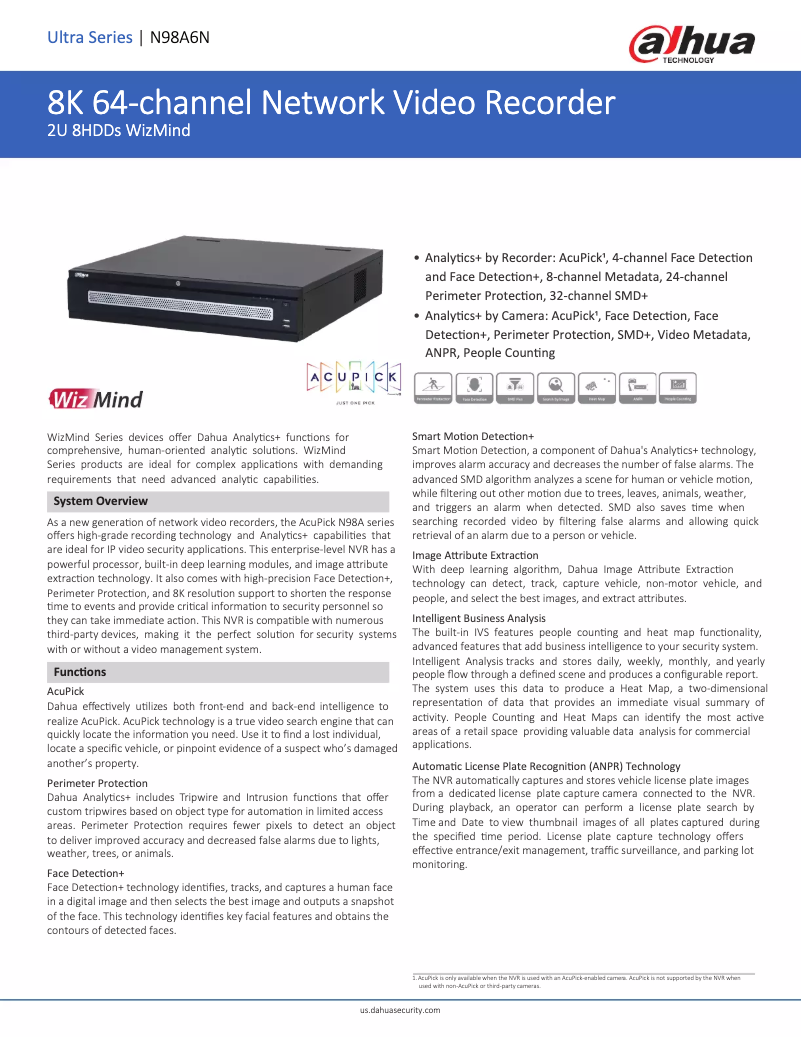 Page n°1 - Fiche technique Dahua Technology N98A6N