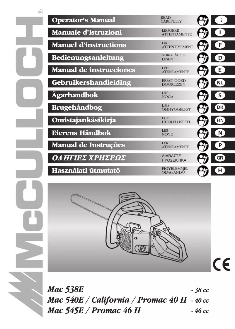 Page n°1 - Manuel utilisateur McCulloch Mac 545E