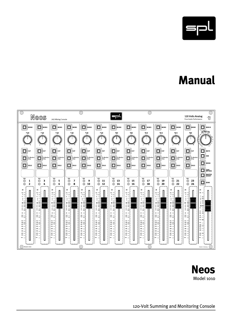 Page 1 de la notice Manuel utilisateur SPL Neos