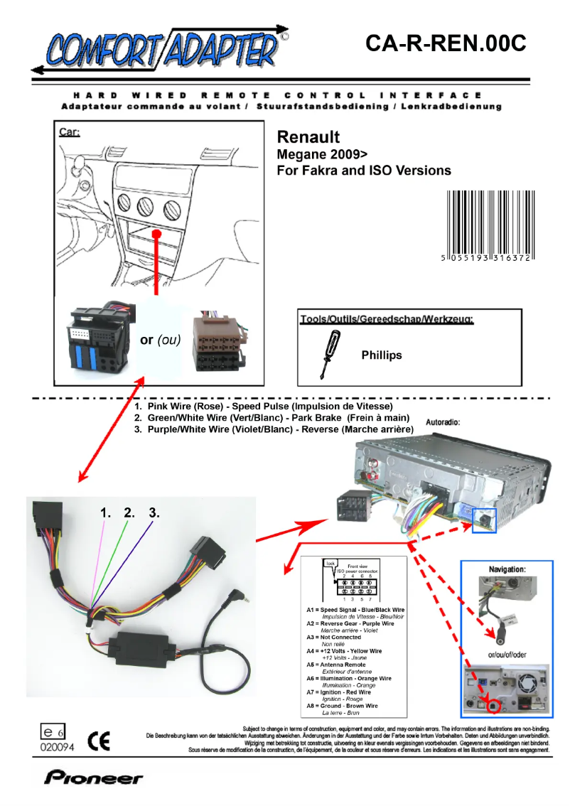 Page 1 de la notice Manuel utilisateur Pioneer CA-R-REN.00C