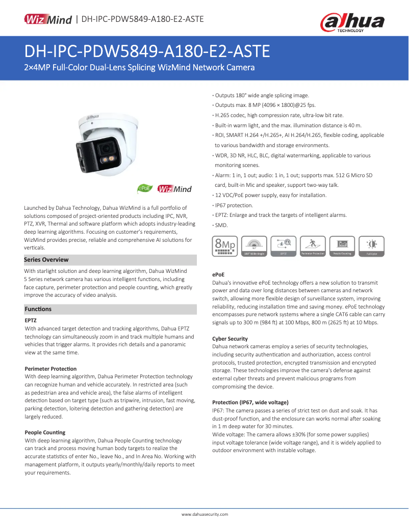 Image de la première page du manuel de l'appareil IPC-PDW5849-A180-E2-ASTE