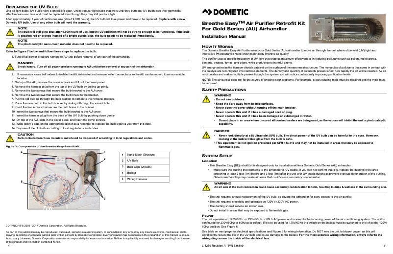 Page 1 de la notice Manuel utilisateur Dometic Breath Easy