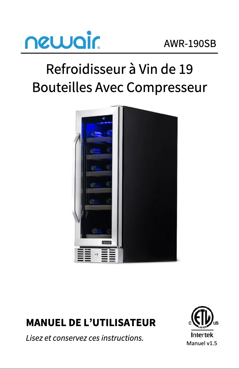 Image de la première page du manuel de l'appareil AWR-190SB