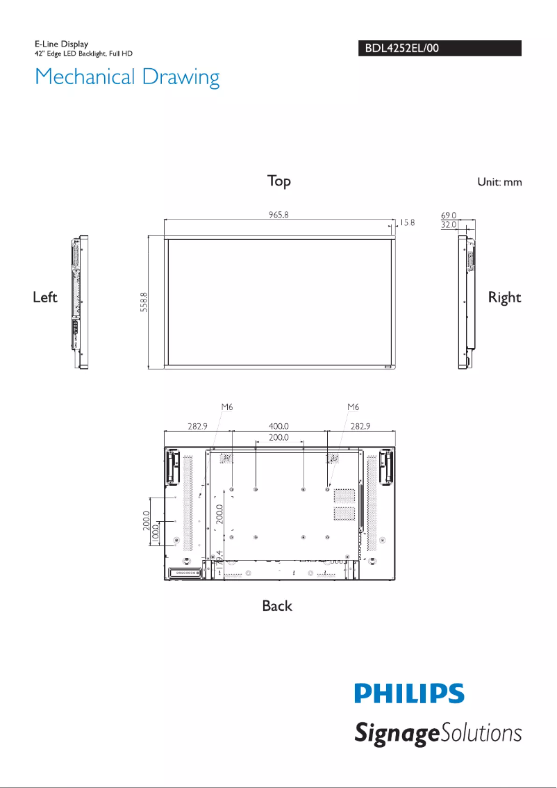 Image de la première page du manuel de l'appareil Signage Solutions BDL4252EL