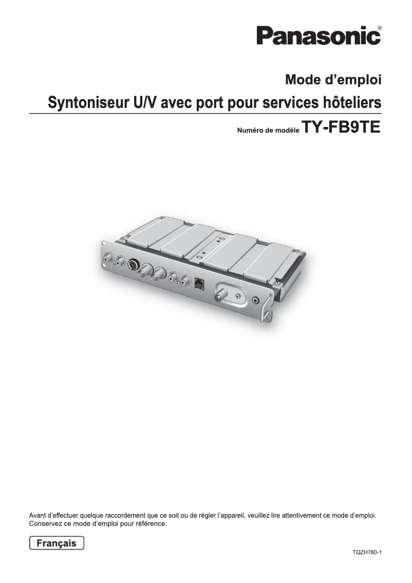 Image de la première page du manuel de l'appareil TY-FB9TE