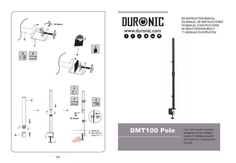 Page 1 de la notice Manuel utilisateur Duronic DMT100