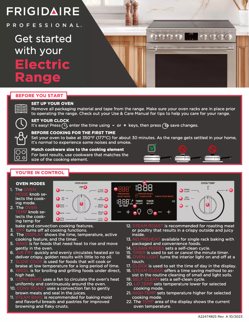 Page n°1 - Guide de démarrage rapide Frigidaire PCFE3080AF