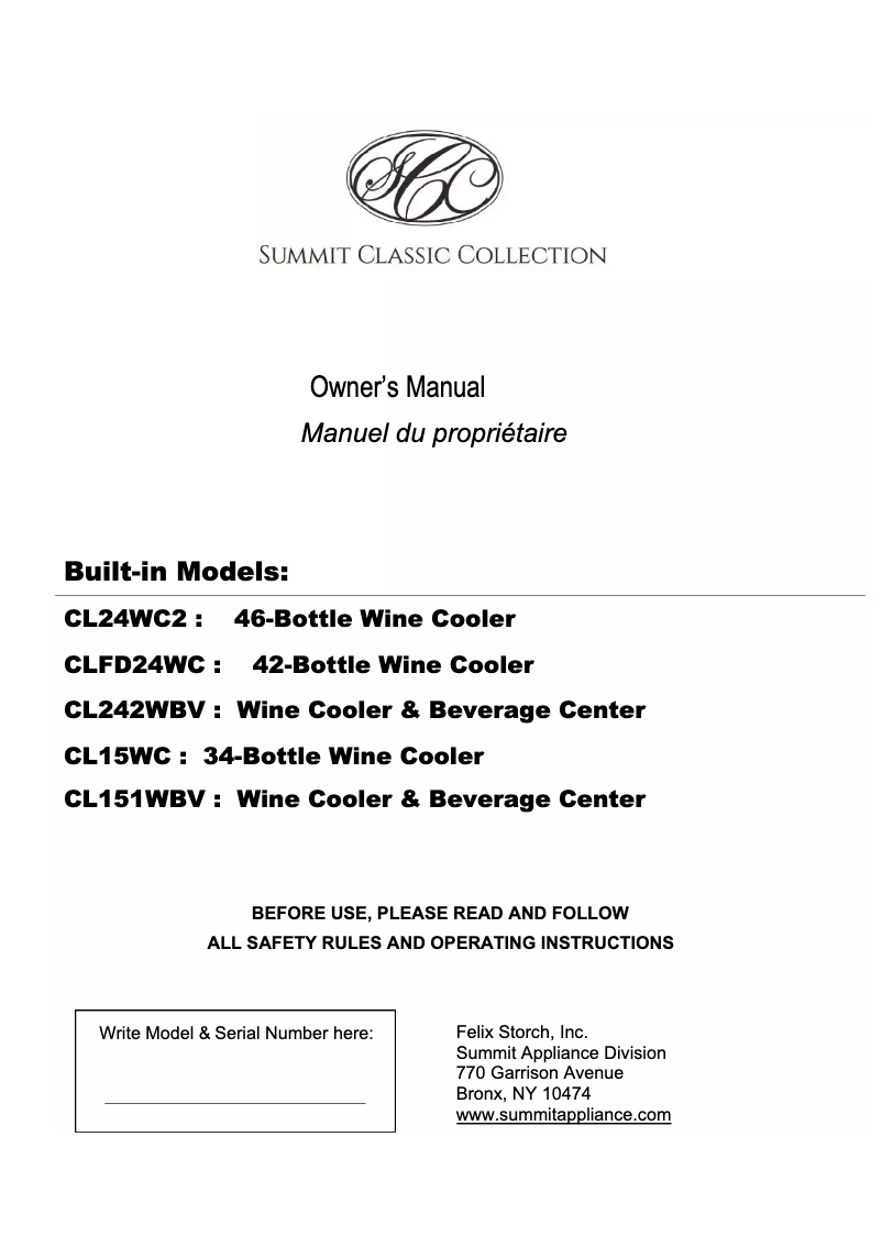 Image de la première page du manuel de l'appareil CLFD24WCCSS
