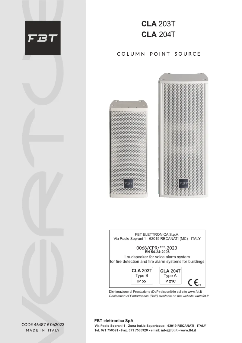 Image de la première page du manuel de l'appareil VERTUS CLA 203T