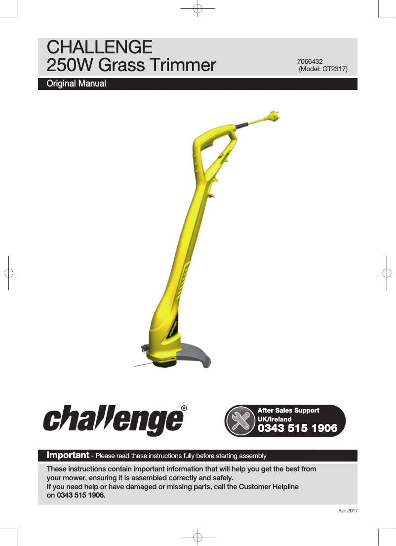 Page n°1 - Manuel utilisateur Challenge GT2317