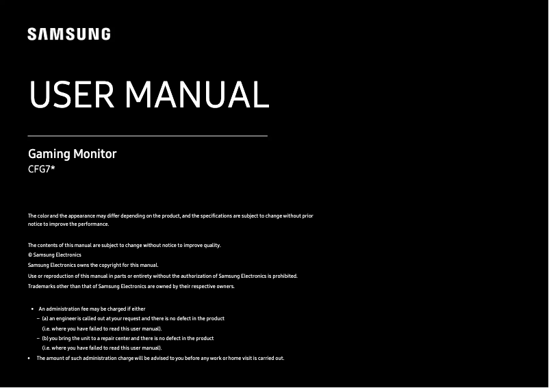 Page 1 de la notice Manuel utilisateur Samsung C27FG73FQMX